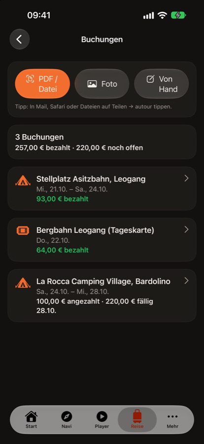 Alle Buchungen an einer Stelle